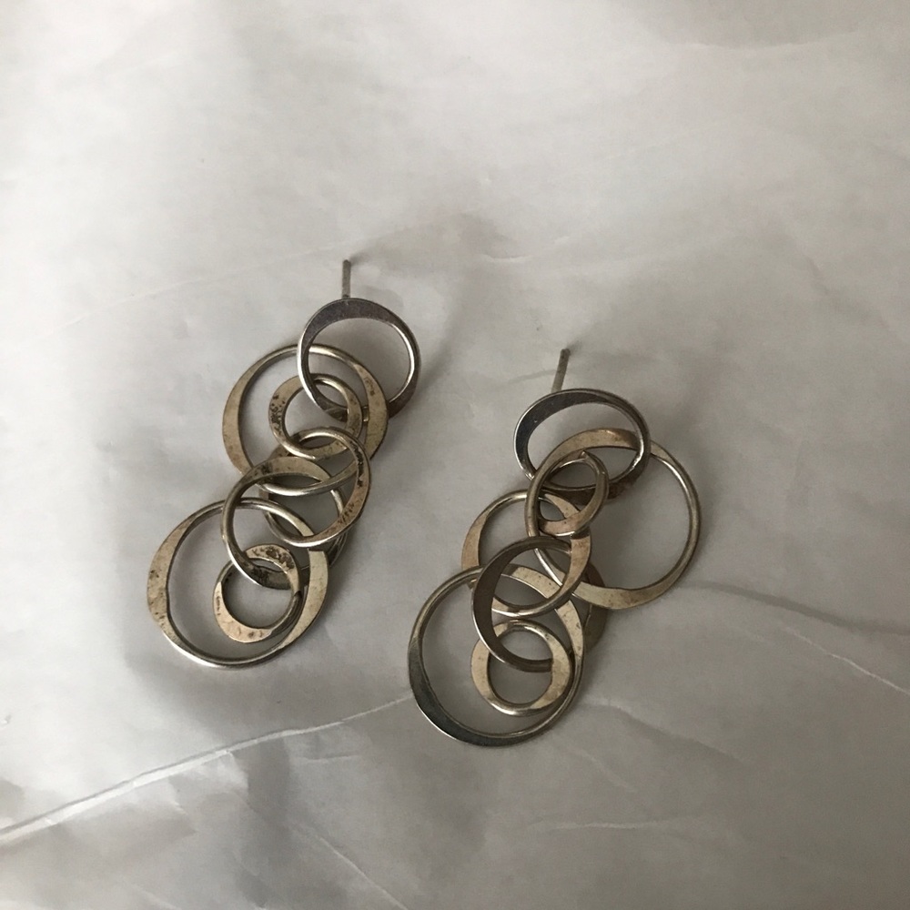 Sterling silver hanging hoops earrings